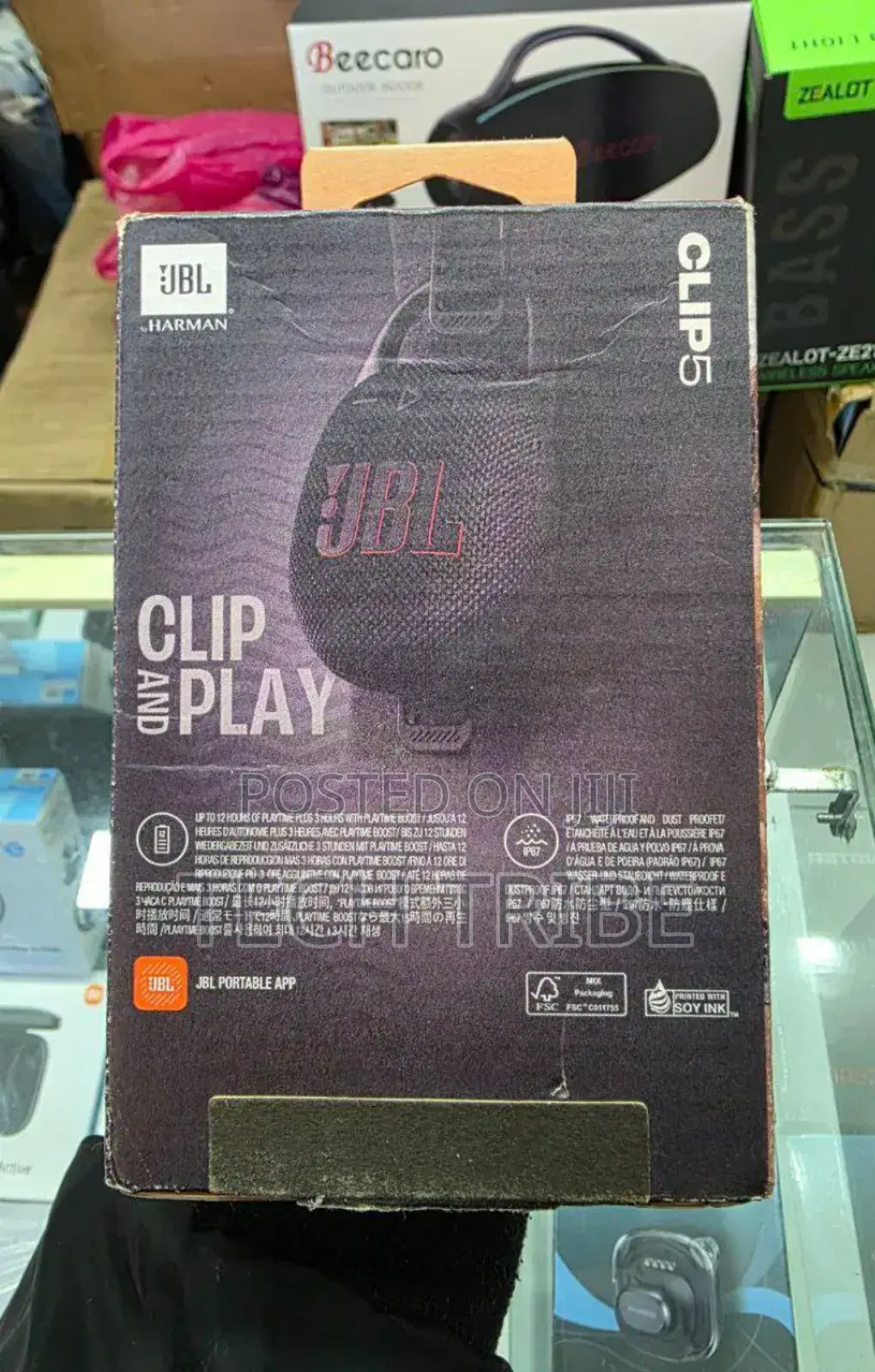 JBL Clip 5 Portable Speaker 12 Hours of Playtime on a Single Charge.