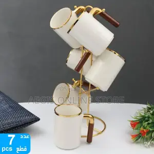6set Ceramic Mugs With Golden Stand