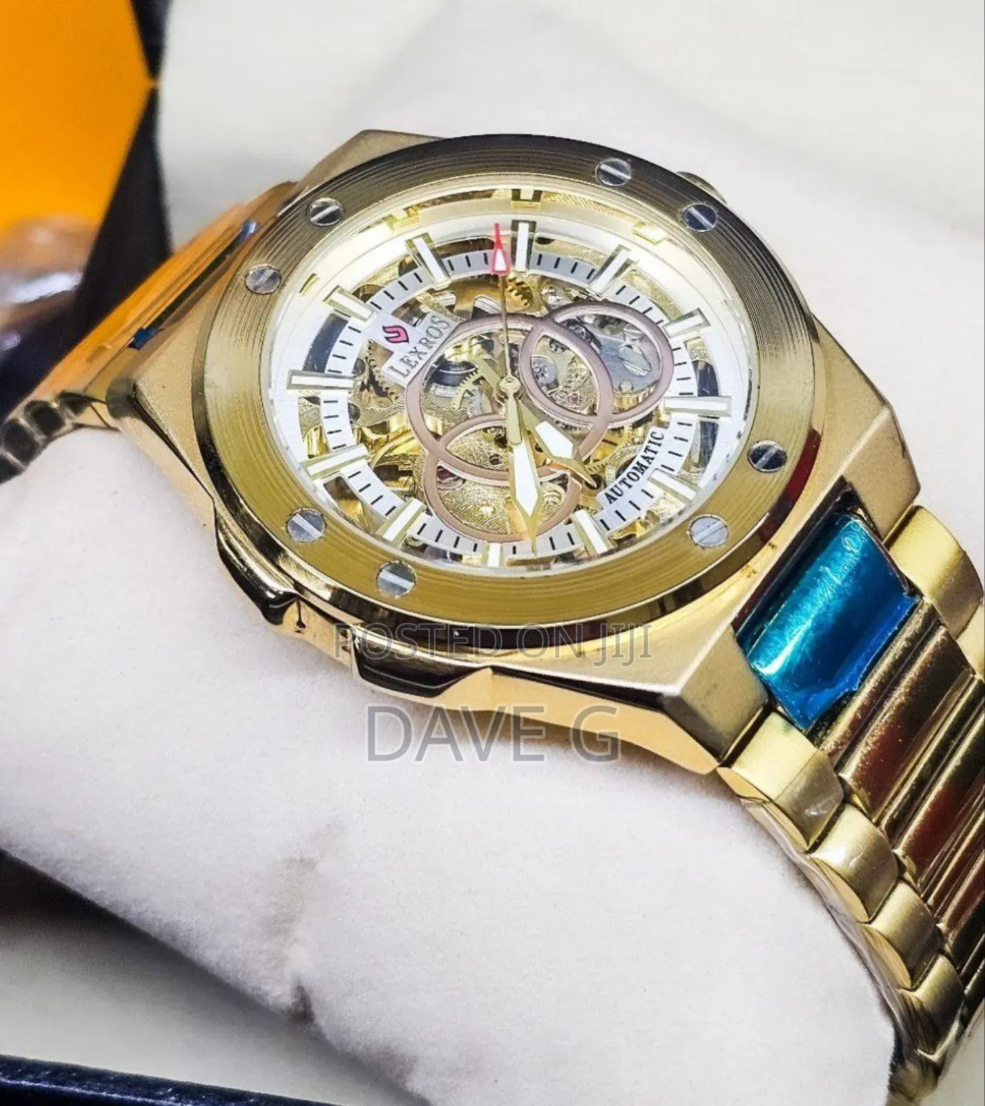 Gold Skeleton Watches for Men Automatic Self Winding Mechanical Watch