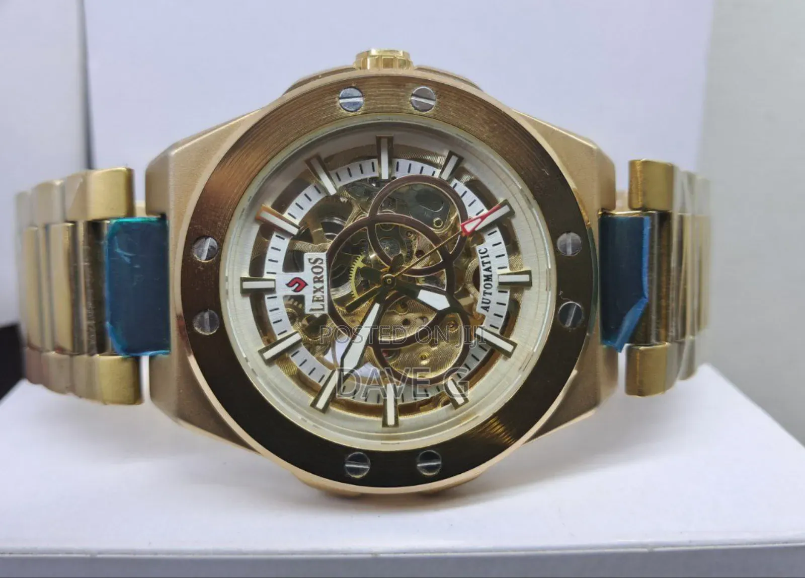 Gold Skeleton Watches for Men Automatic Self Winding Mechanical Watch