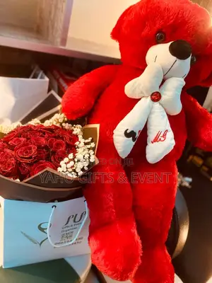 Photo - Red Large Toy With Flower Gift