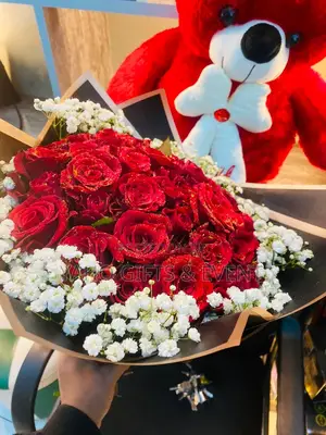 Red Large Toy With Flower Gift