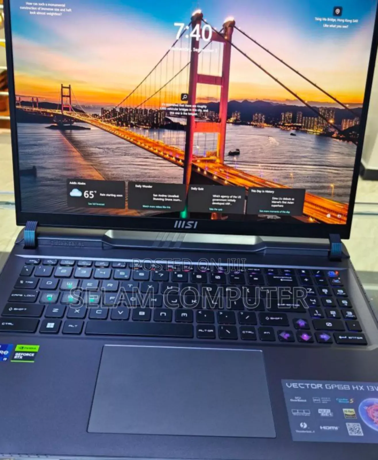 New Laptop MSI Vector GP66HX 12UGS 16GB Intel Core I9 SSD 1T