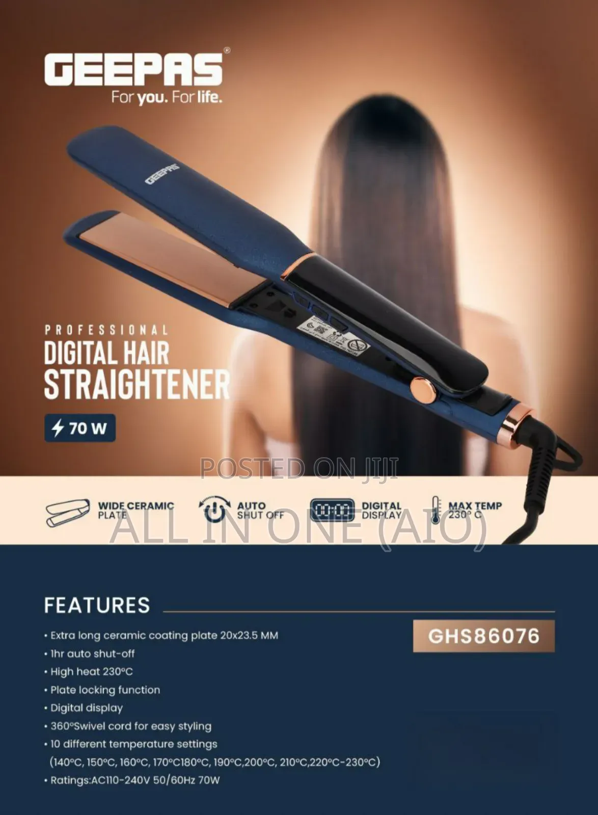 Geepas Professional Digital Hair Straightener- Ghs86076