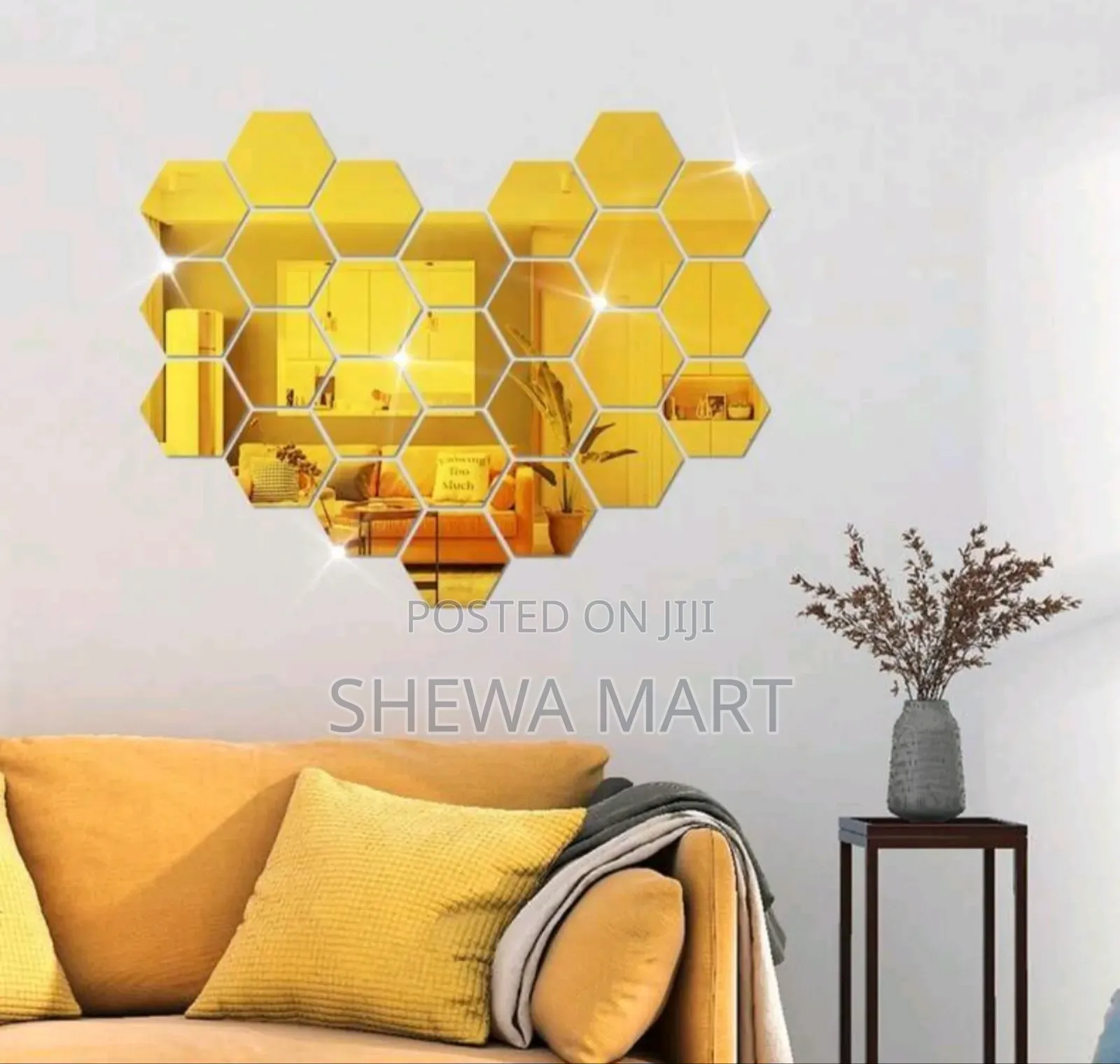 Hexagonal Mirror Wall Stickers, Self-Adhesive Removable Acrylic