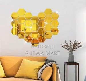 Photo - Hexagonal Mirror Wall Stickers, Self-Adhesive Removable Acrylic