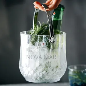 Glass Ice Bucket With Stainless Steel Handle
