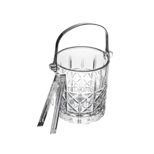 Glass Ice Bucket With Stainless Steel Handle