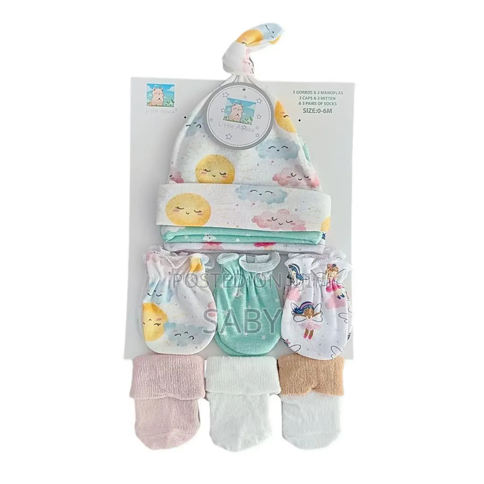 9pc ( 3 Caps 3 Mitten 3 Pairs of Socks )