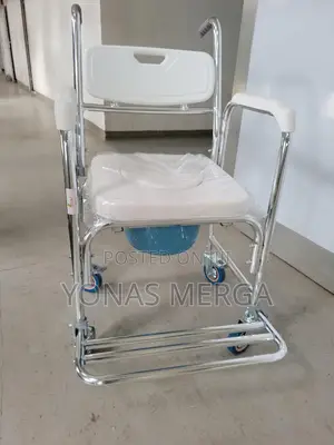 Photo - Bedside Toilet for Senior With Brake Wheels龍፭wide Curved Backrest