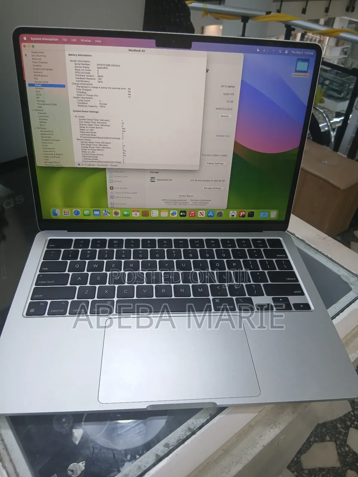 New Laptop Apple MacBook Air 2024 M3 13-Inch 16GB Apple M3 SSD 512GB