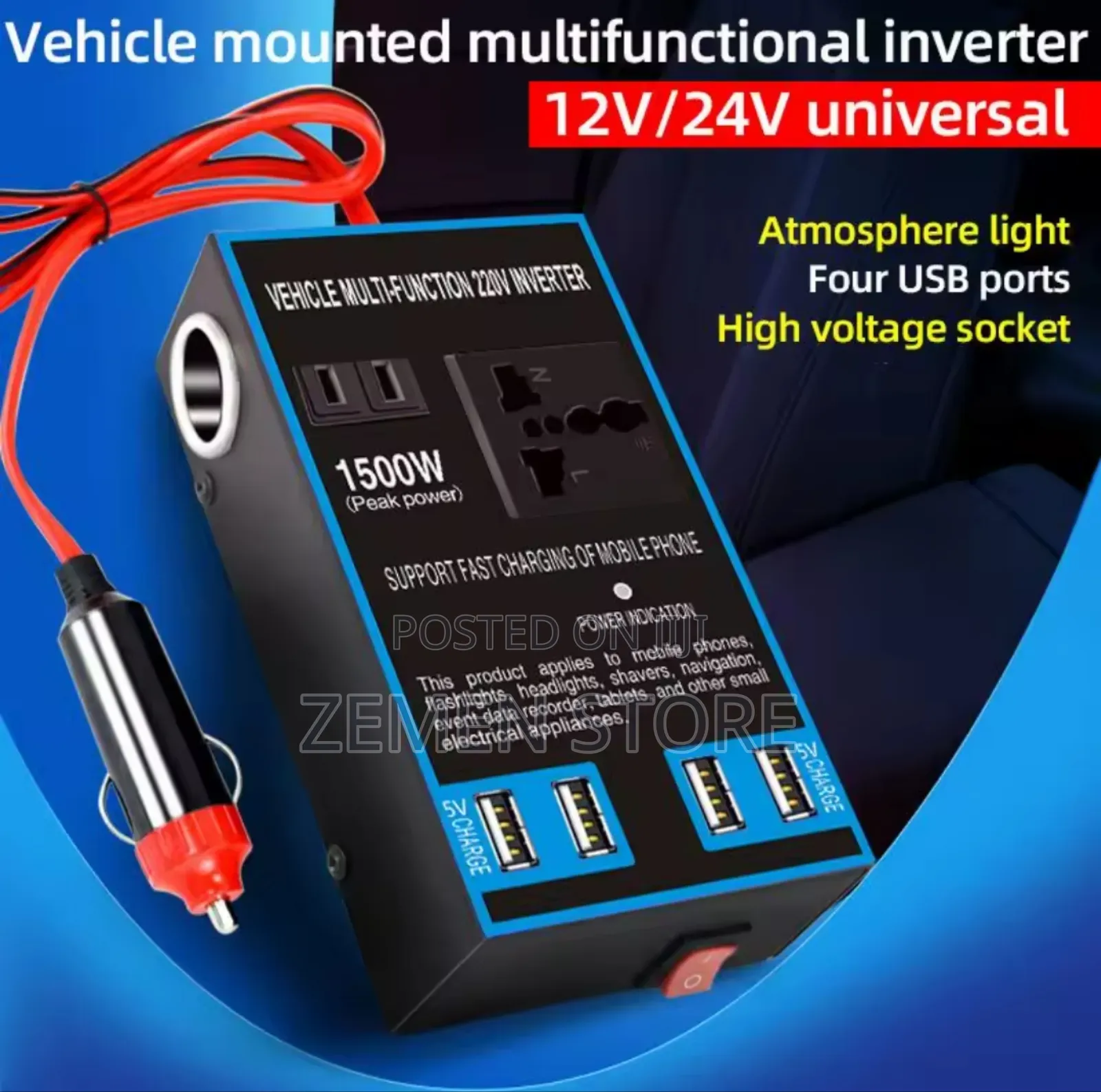 1500w Car Power Inverter 12/24v to 220v