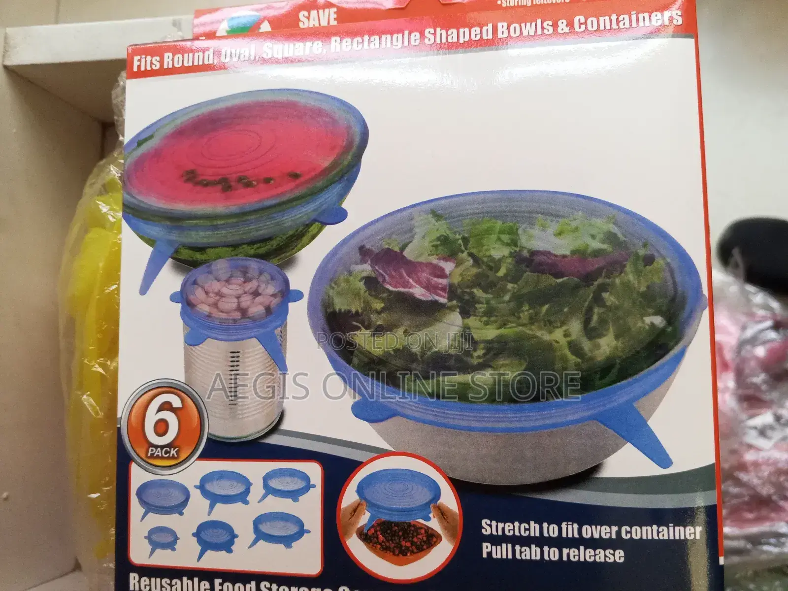 Reusable Food Storage Silicone Stretch Lids (6 Pack)