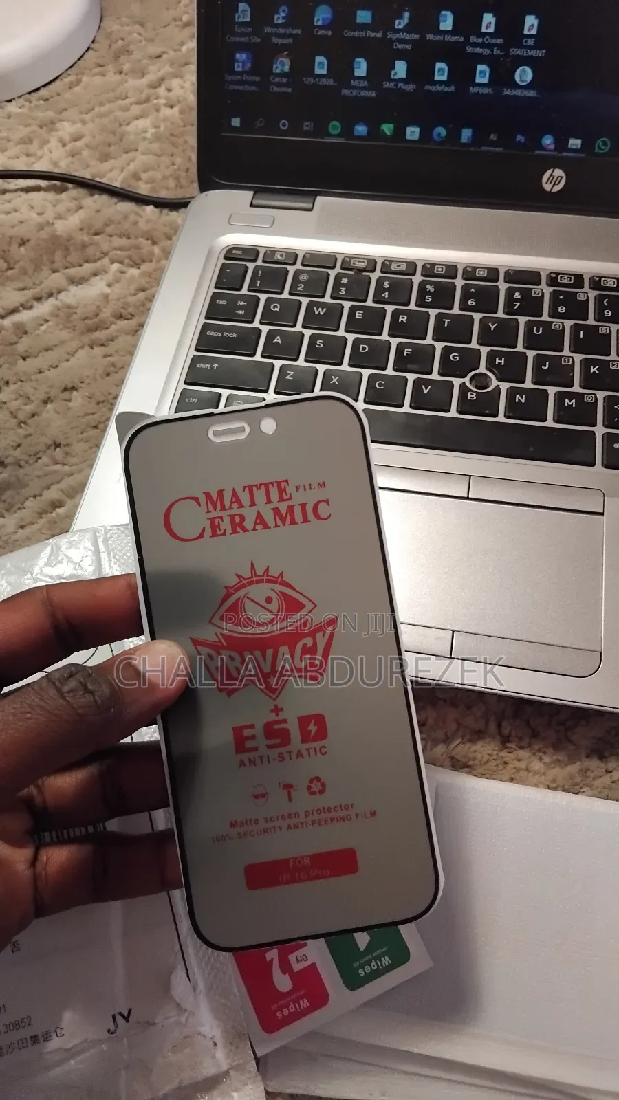 Matte Black Privacy Glass for iPhone 16 Pro