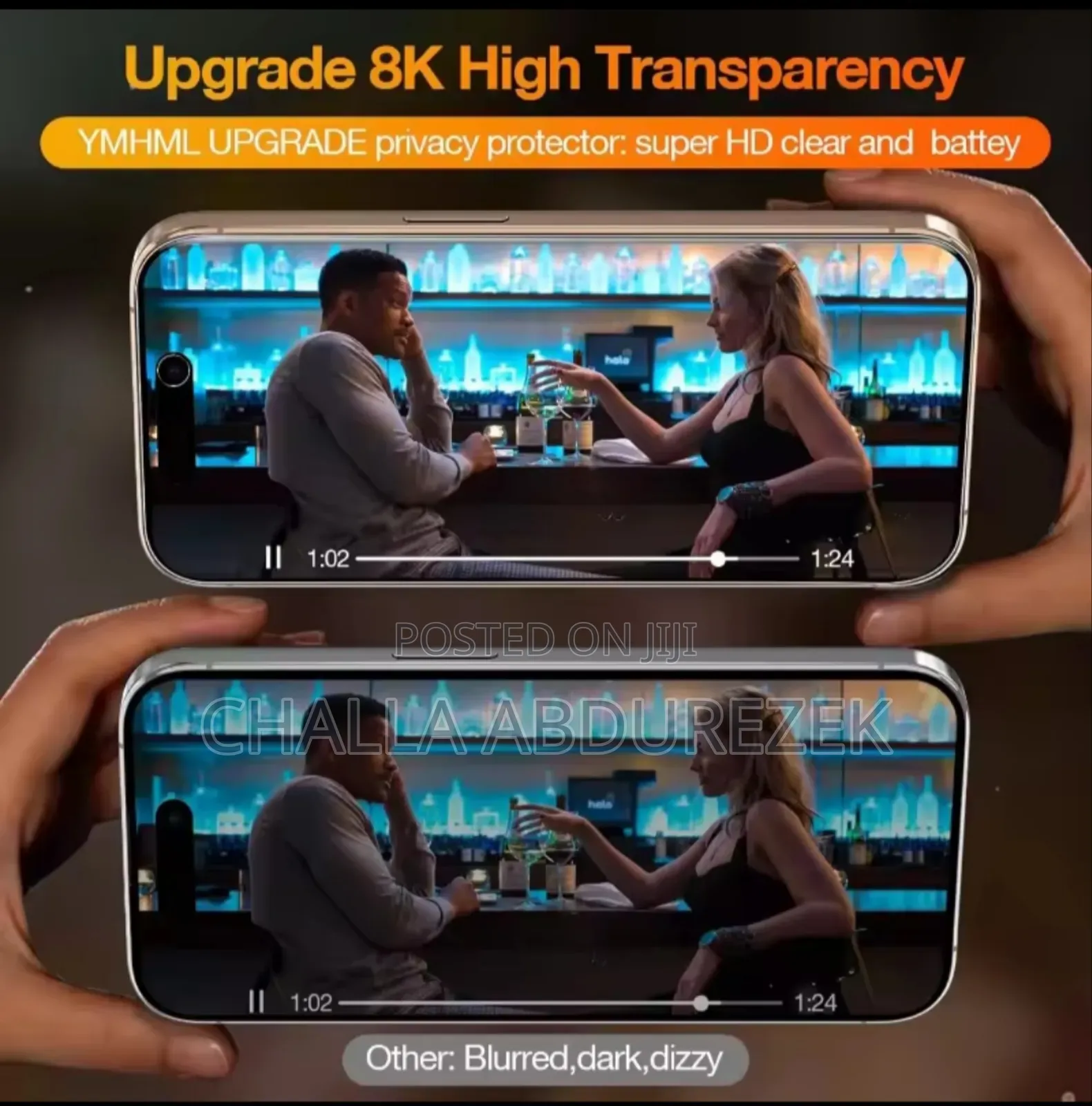 Matte Black Privacy Glass for iPhone 16 Pro