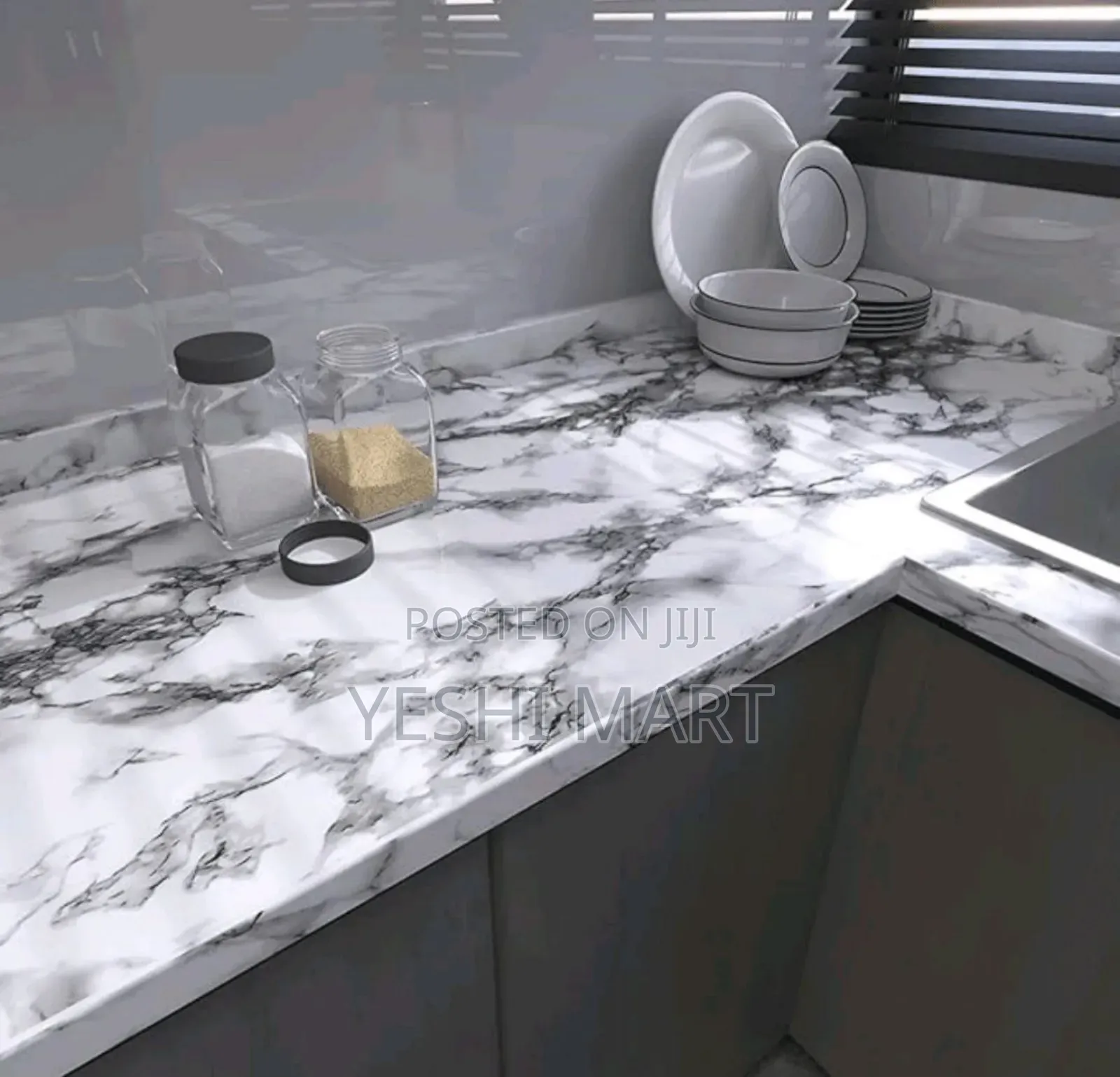 Marble Grain Glossy Contact Wallpaper, Ready-to-Use Self-Adhesive Oil