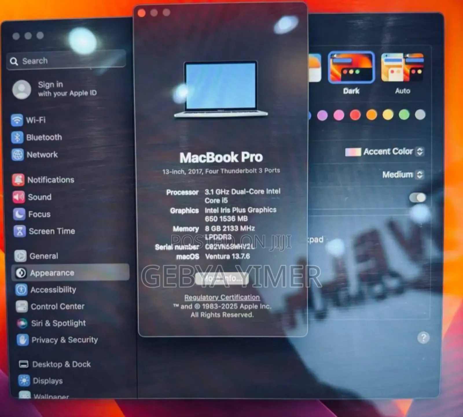 New Laptop Apple MacBook Pro 2017 8GB Apple M1 SSD 256GB