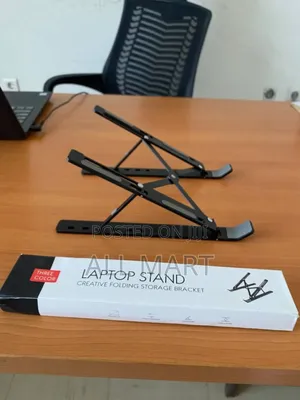 6 Level Black Foldable Stainless Steel Laptop Stand