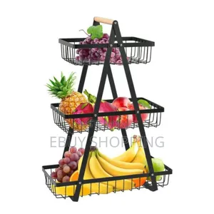 Photo - Rustic Industrial 3-Tier Hanging Fruit Basket Holder