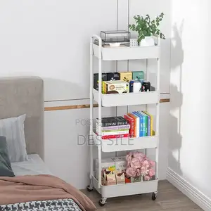 4-Wlayer Movable Kitchen Storage Rack/Shelf/ ባለ 4 ወለል ተንቀሳቃሽ እቃ ማስቀመጫ