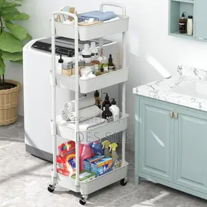 4-Wlayer Movable Kitchen Storage Rack/Shelf/ ባለ 4 ወለል ተንቀሳቃሽ እቃ ማስቀመጫ