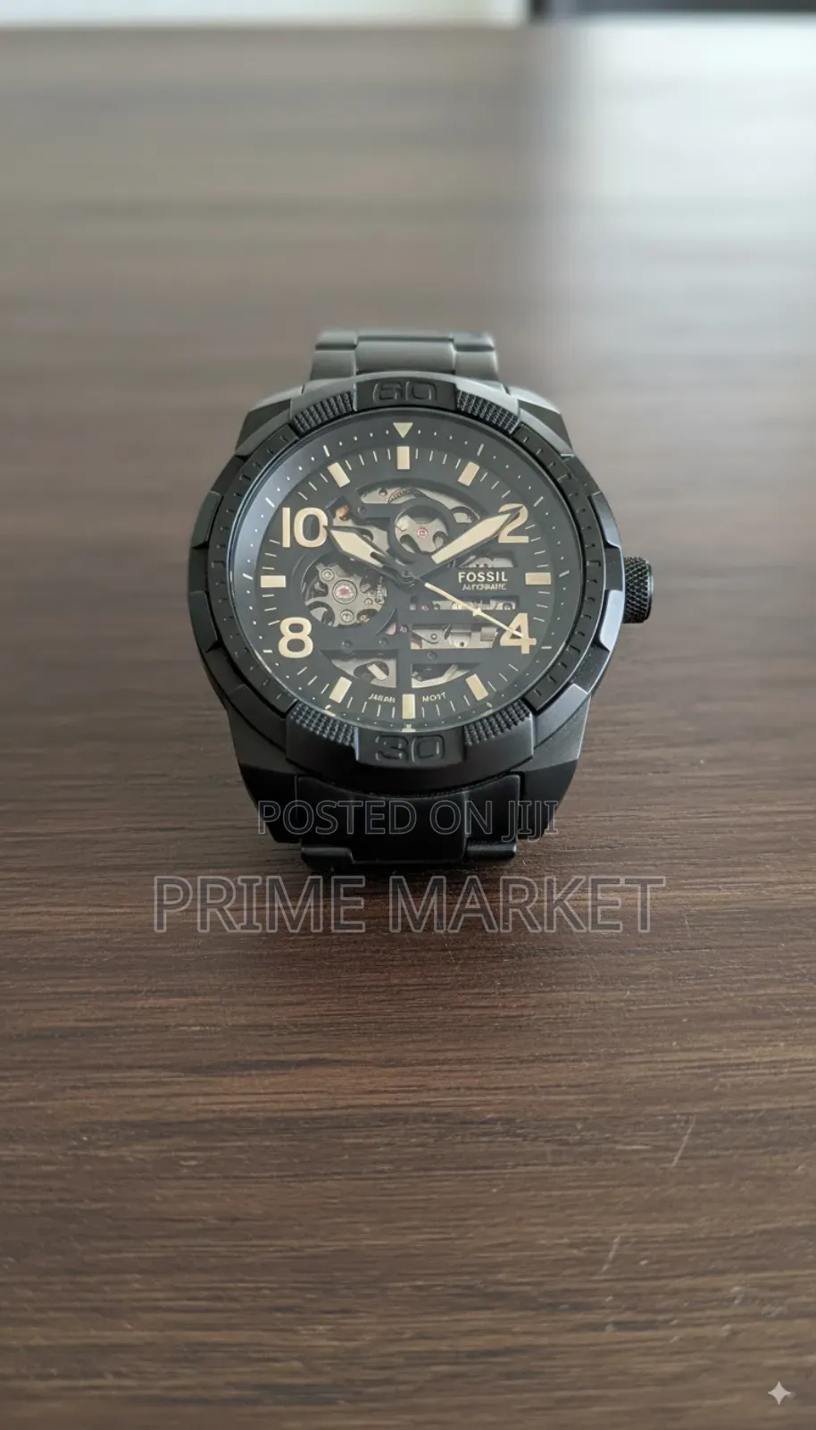 Fossil Bronson Automatic Black Steel Strap Watch for Men's