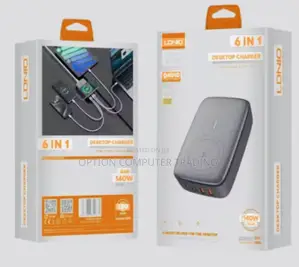 Photo - 140w 6-in-1 Desktop Charger With Wireless Charging Capabilities.