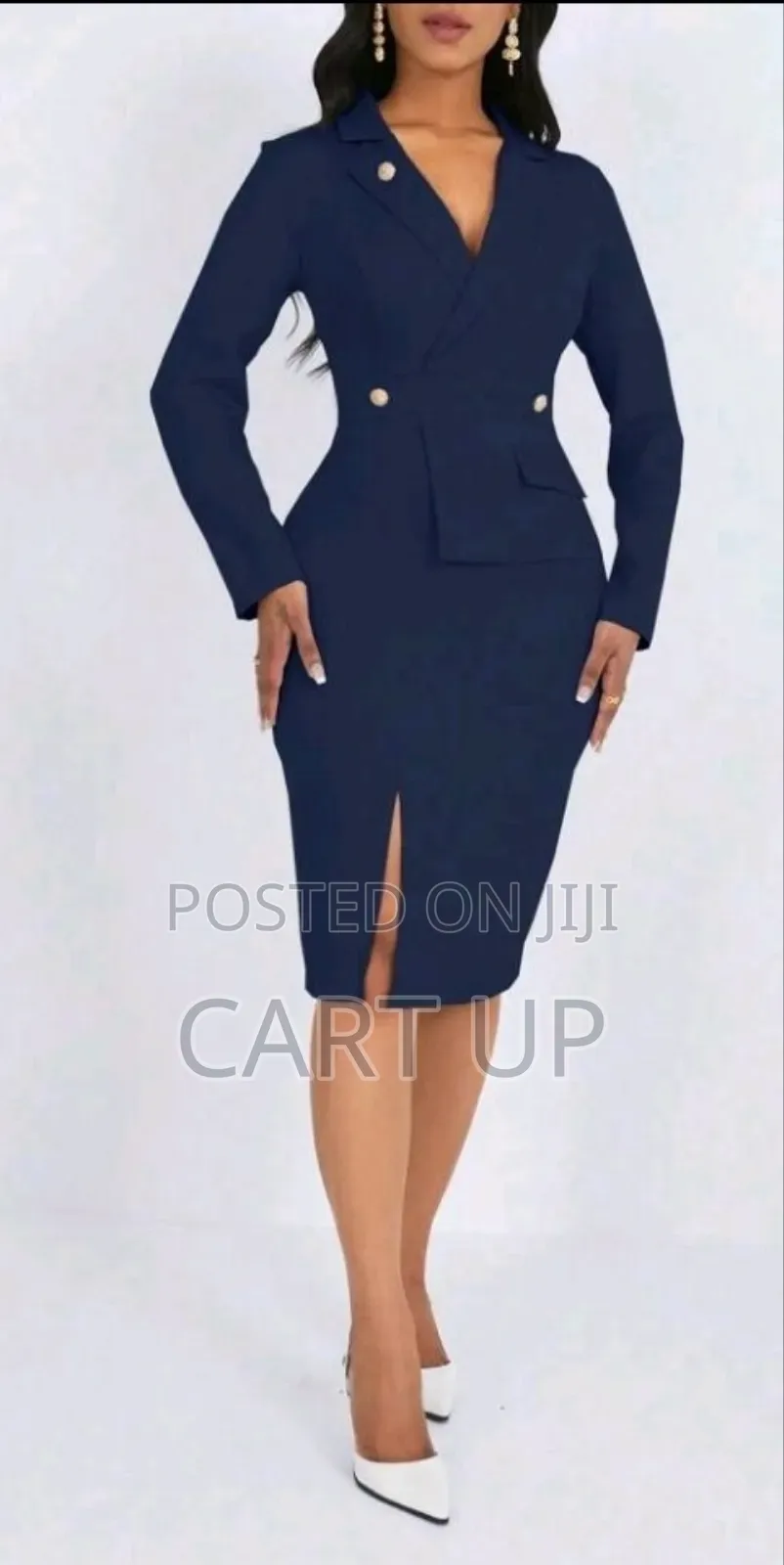 Long Sleeve Split Hem Elegant Dress