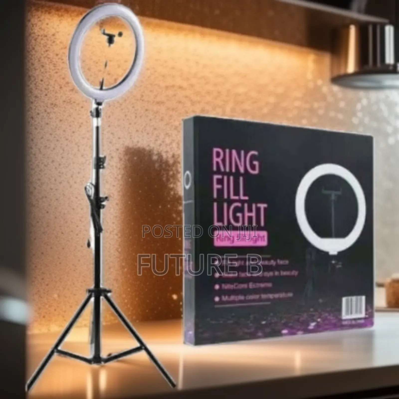 10" Led Ring Light: Built-in Phone Holder.