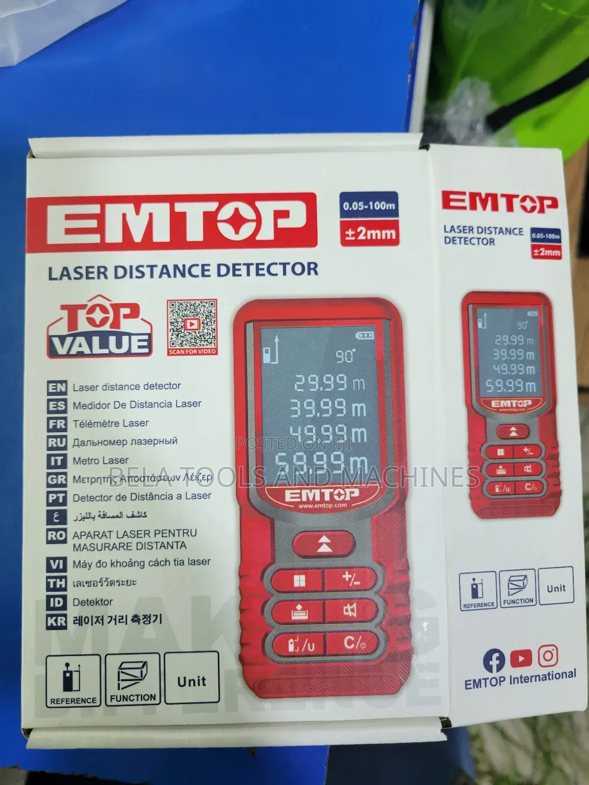 Professional Emtop Laser Meter Distance Detector 100 Meter