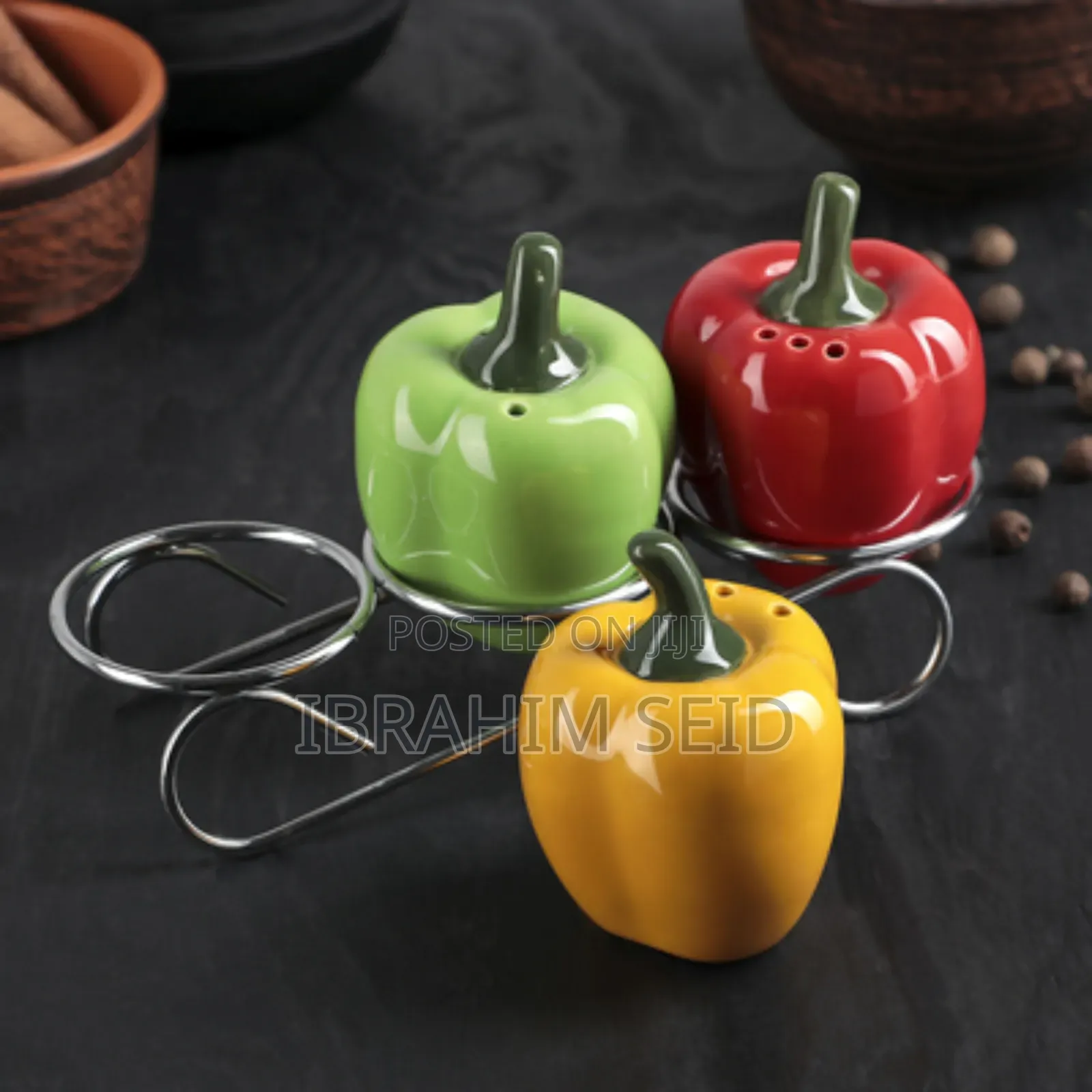 Ceramic Set For Spices "Peppers", 90 Ml, 6×7.5 Cm, 3 Pcs
