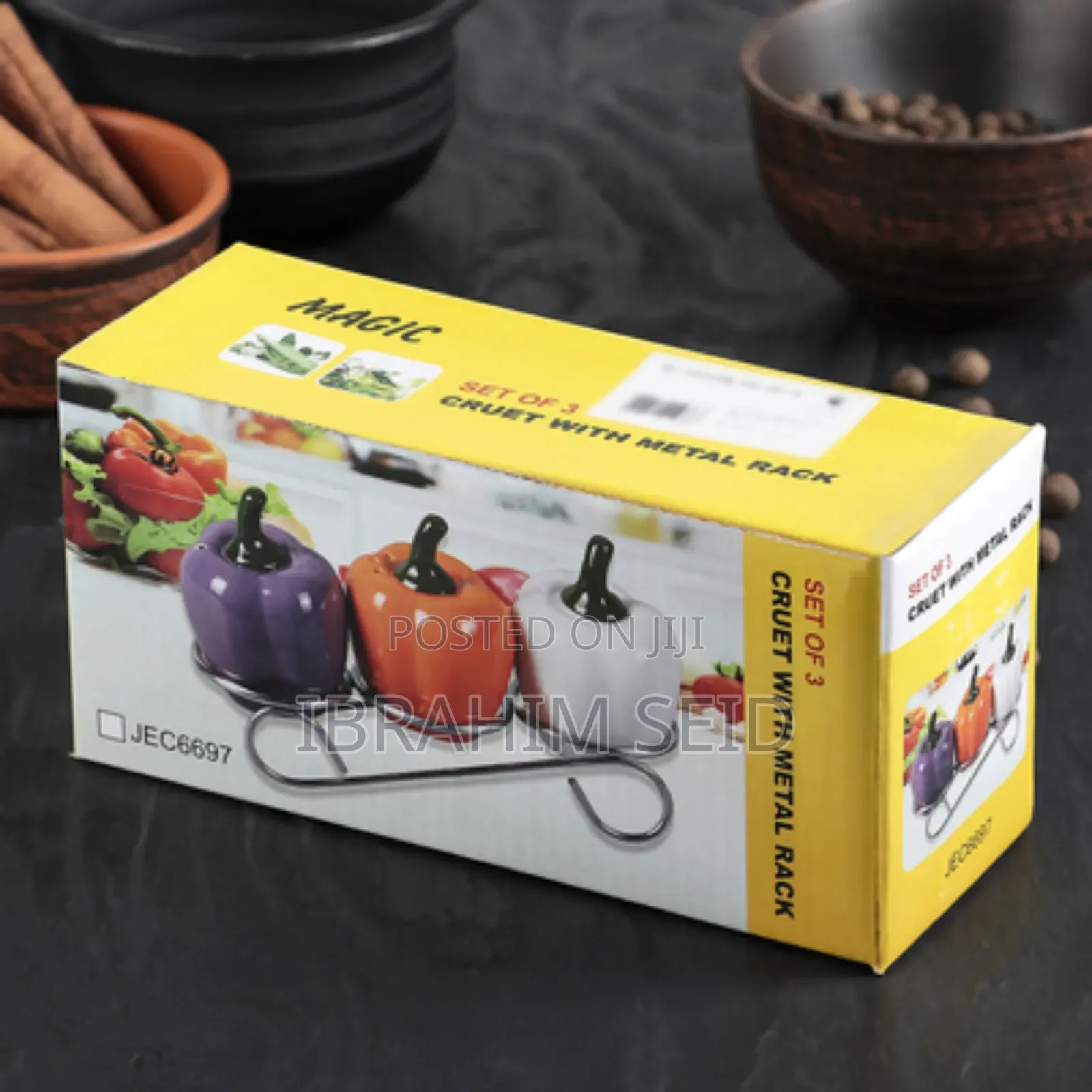 Ceramic Set For Spices "Peppers", 90 Ml, 6×7.5 Cm, 3 Pcs
