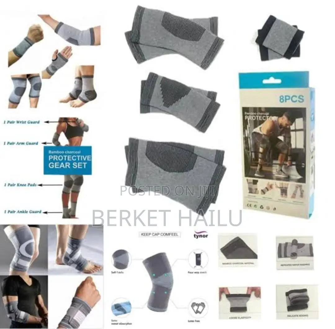 8pcs Bamboo Charcoal Fitness Protective Gear Set