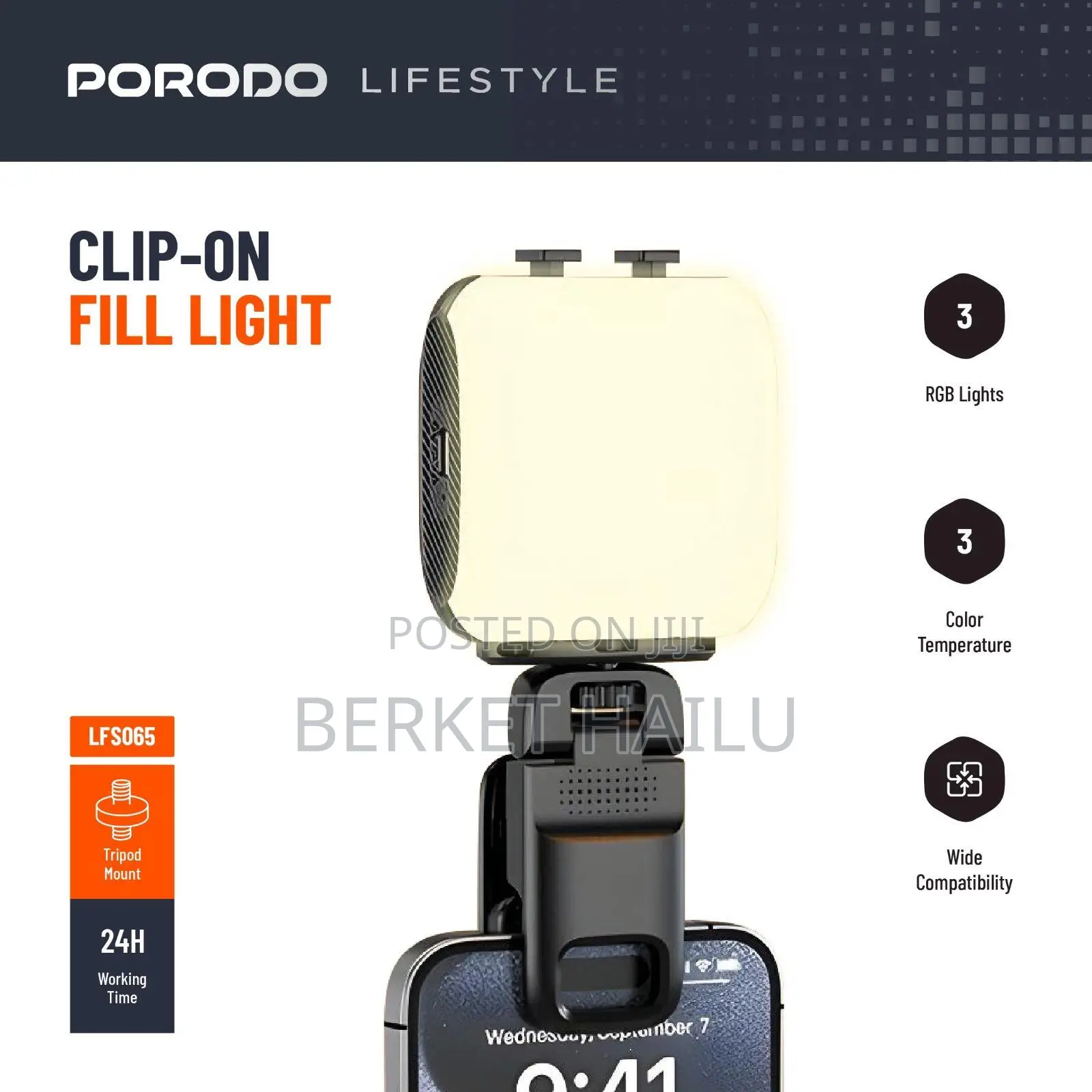 Porodo Lifestyle Clip-on Fill Ligh