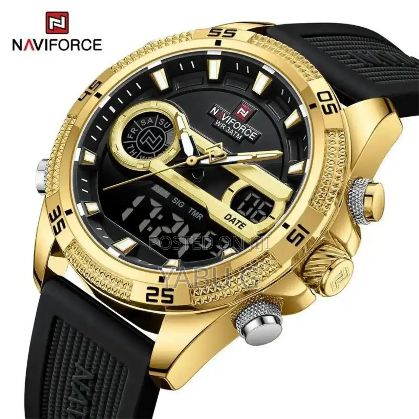 Naviforce Silicone Bracelet Sport Waterproof Alarm Analog Digitals