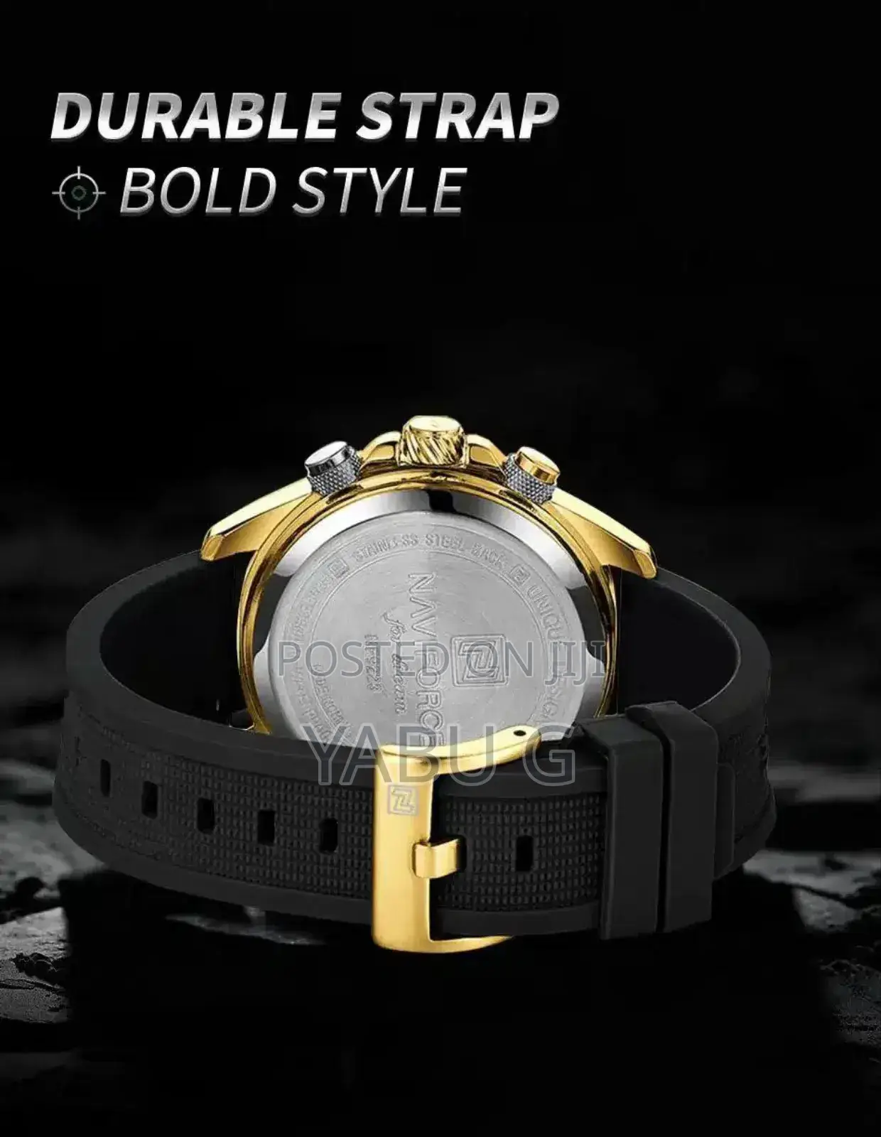 Naviforce Men Leather Steel Band Military Led Digital Quartz Alarm