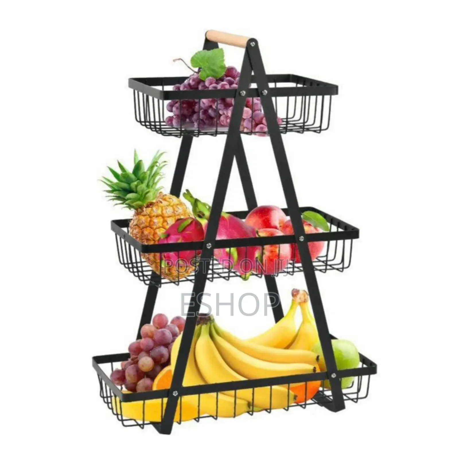 Space-Saving 3-Layer Metal Fruit Basket Stand for Countertop