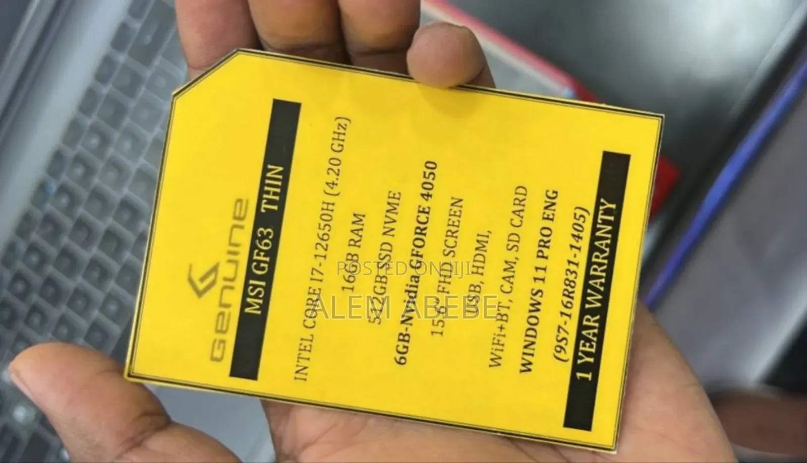 New Laptop MSI GF63 16GB Intel Core I7 SSD 1T