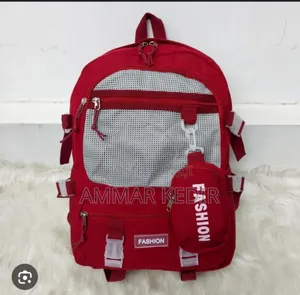 Photo - Fashion Brand Backpack – Trendy Red Bag for School Travel