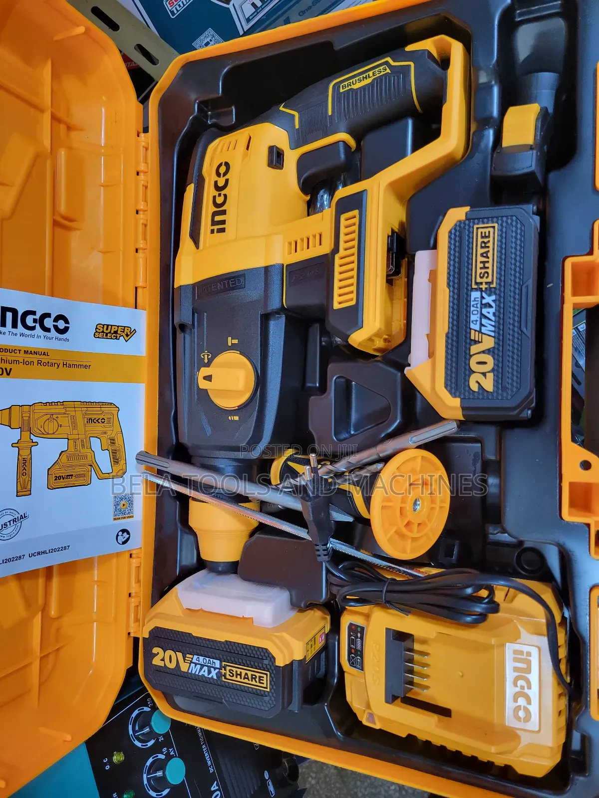 Ingco Cordless Rotary Hammer Drill 20v 4a