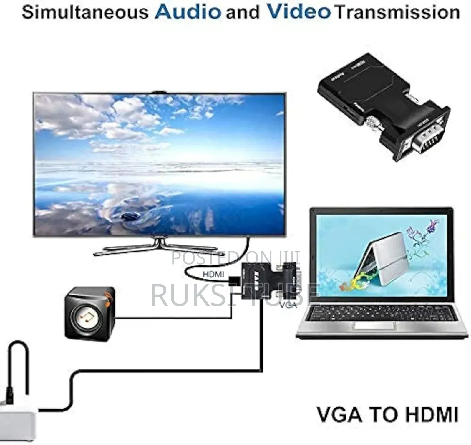 Vga To Hdmi Adapter With Audio Input.