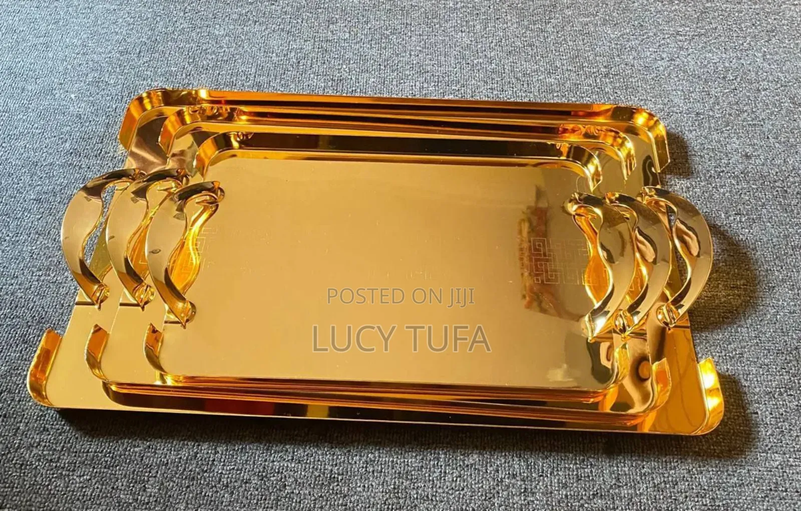 Royal 3pcs Luxury Golden Serving Tray