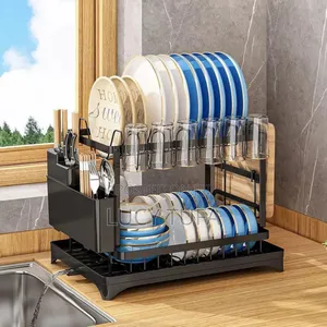 Photo - 2 Tier Stainless Still Dish Drainer Rack
