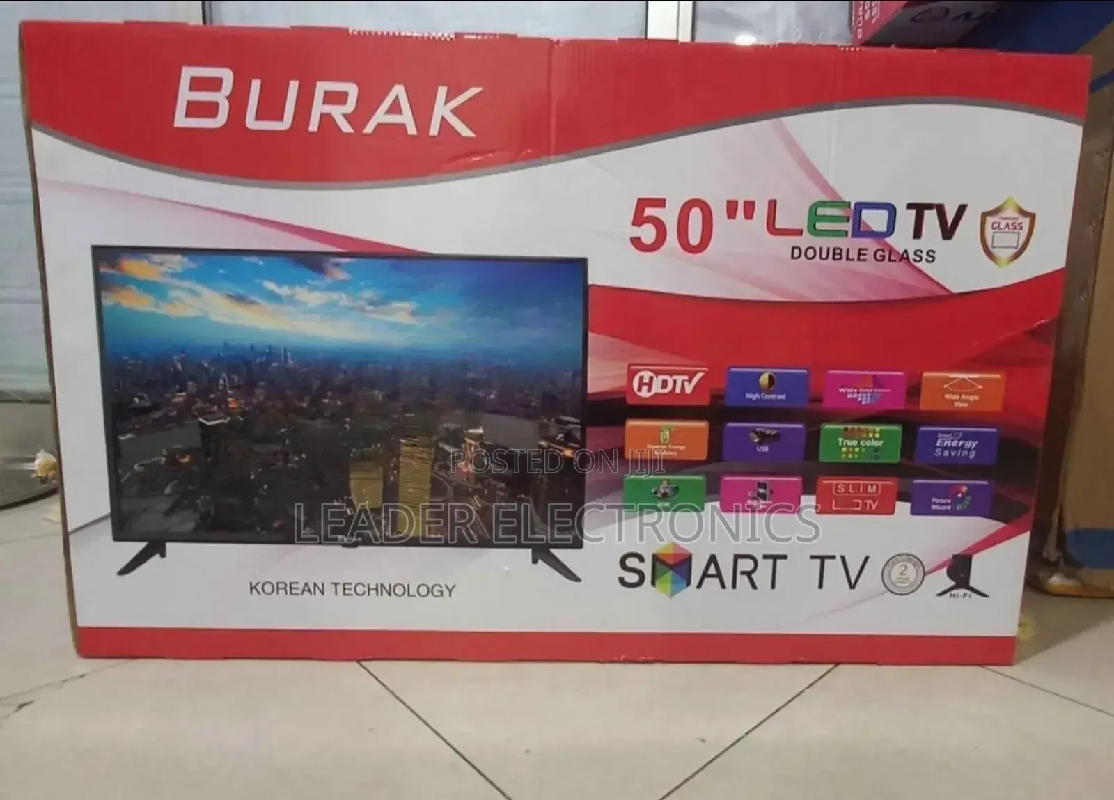 Burak Tv 50" Smart Android Tv Double Glass Tv New