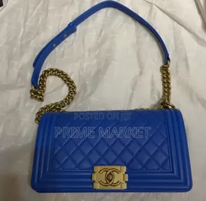 Photo - Chanel Blue Lambskin Double Chain Leather Medium Shoulder Bag
