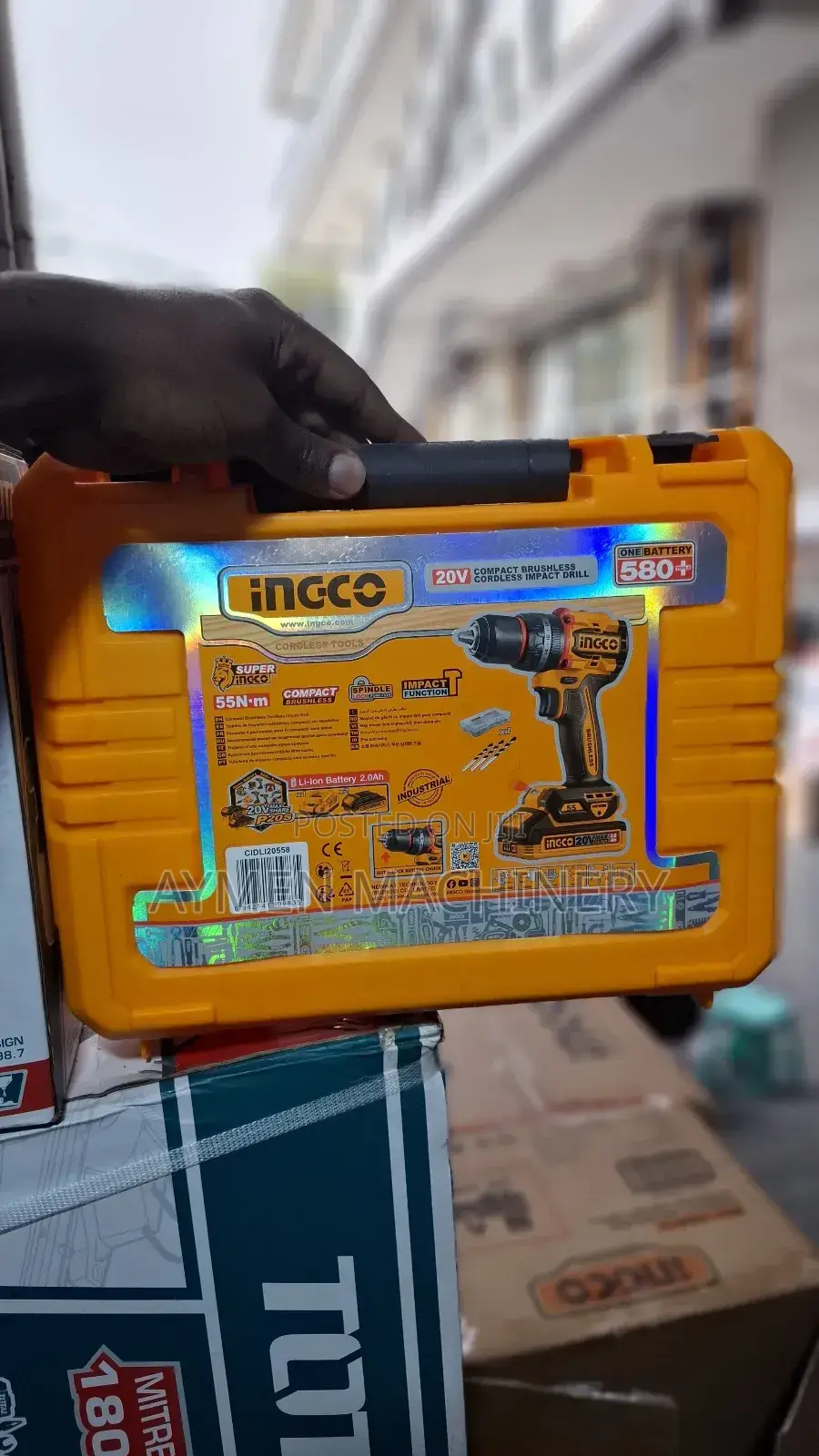Ingco 20v 55nm Compact Brushless Impact Drill ቻርጀር ድሪል