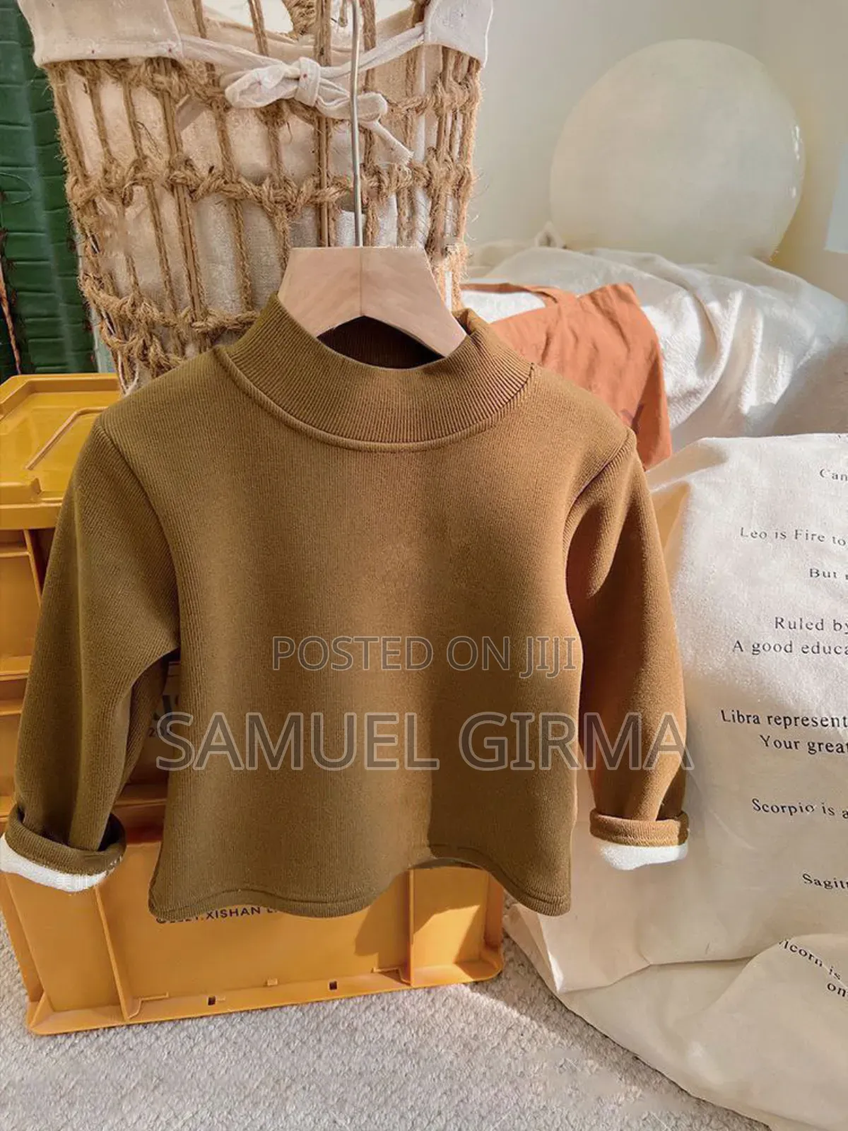 Mk- 0645 Unisex Velvet Plus Turtleneck Sweater Size: 1-7 Years