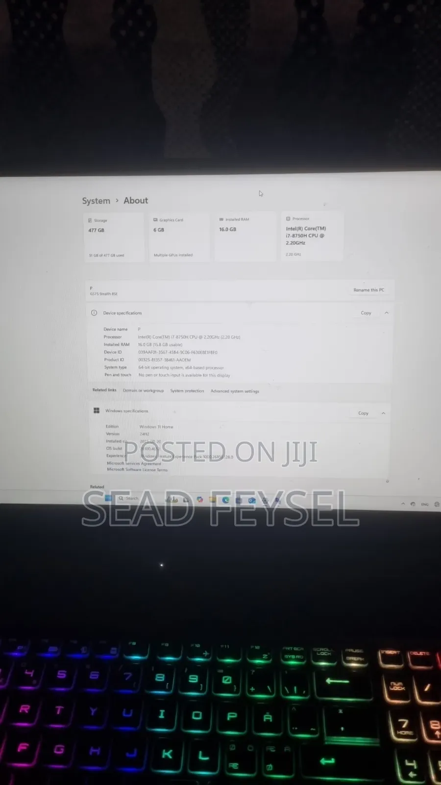 Laptop MSI GF63 16GB Intel Core I7 SSD 500GB