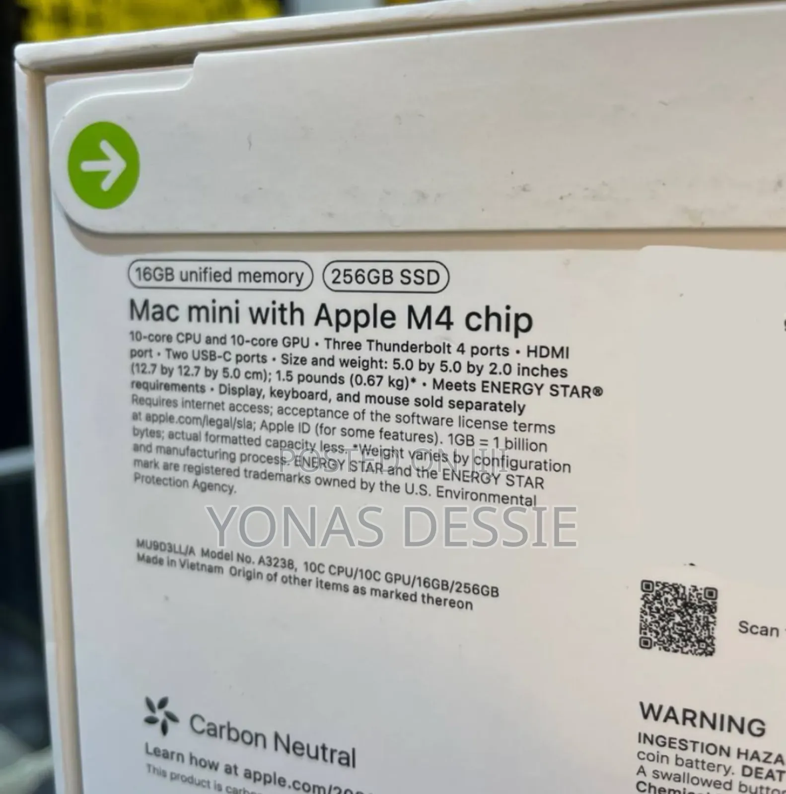 New Desktop Computer Apple Mac Mini M4 16GB SSD 256GB