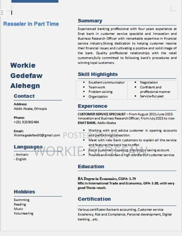 Resseler in Part Time